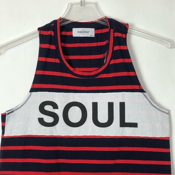 SOULCYCLE Navy Red Racerback Striped Tank Top - Picture 2 of 5